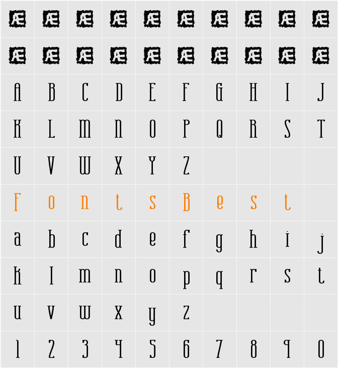 Combustion Wide BRK Character Map