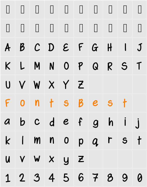 SwaggerBold Character Map