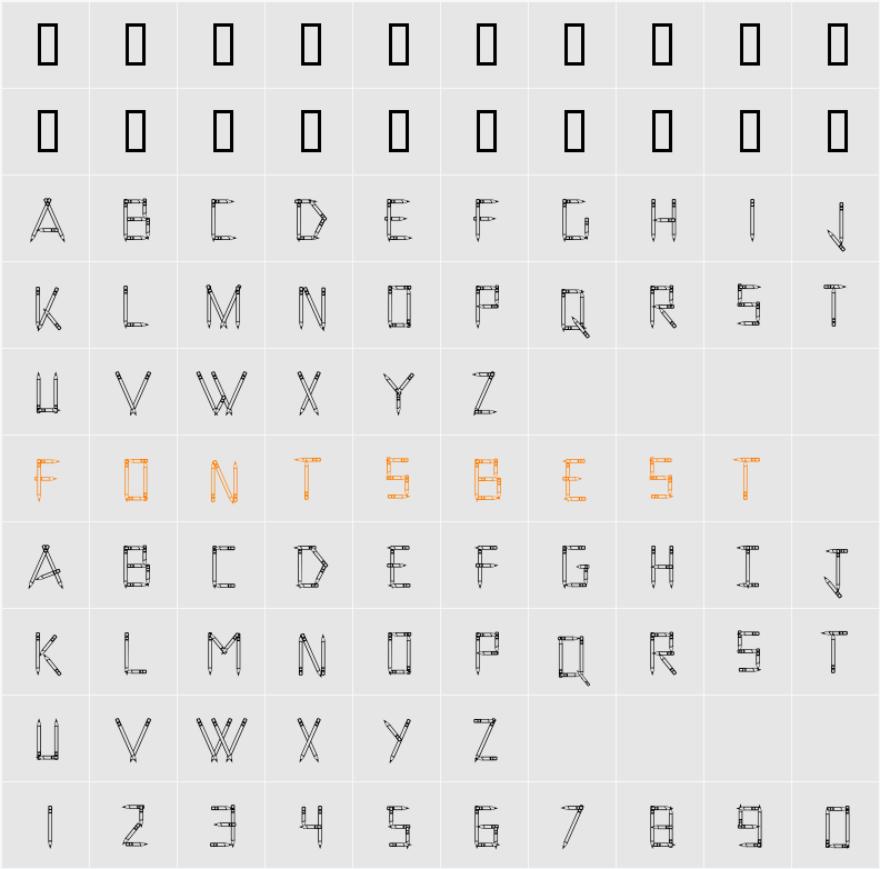 PencilOut Character Map
