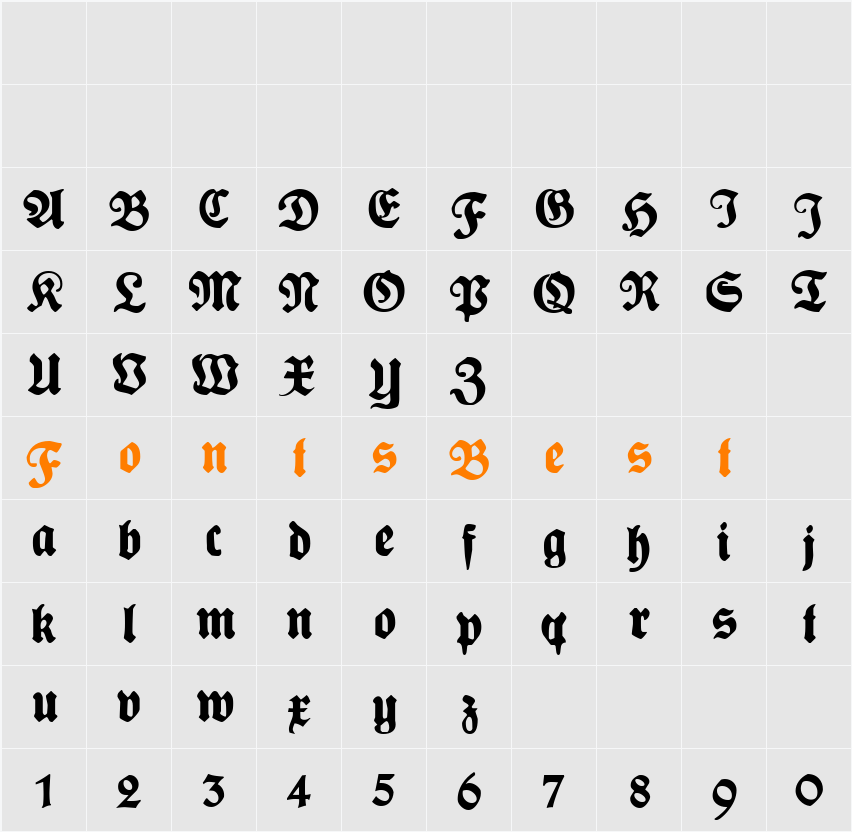 Plakat-Fraktur Character Map