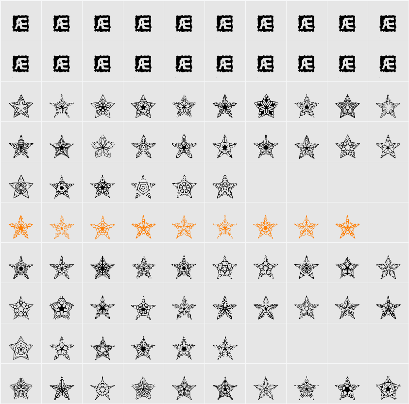 90 Stars BRK Character Map