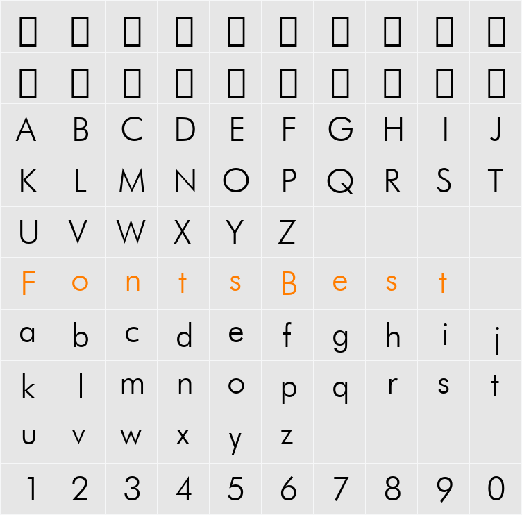 Futura Lt BT Character Map