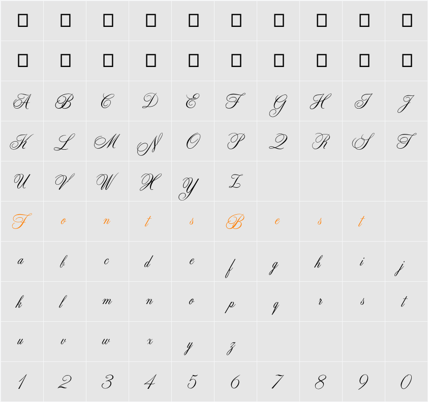 ZenithCP Character Map
