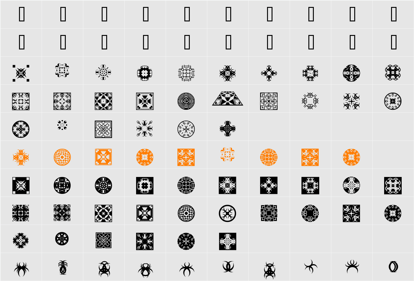 FontCo Designs 2 Character Map