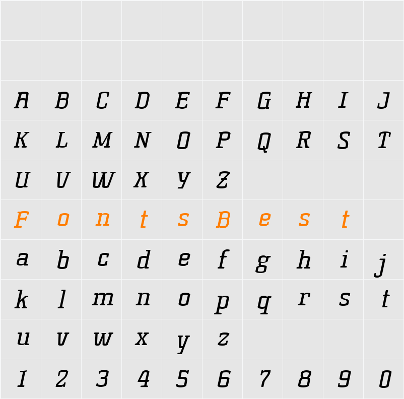 Korneuburg Slab Regular Character Map