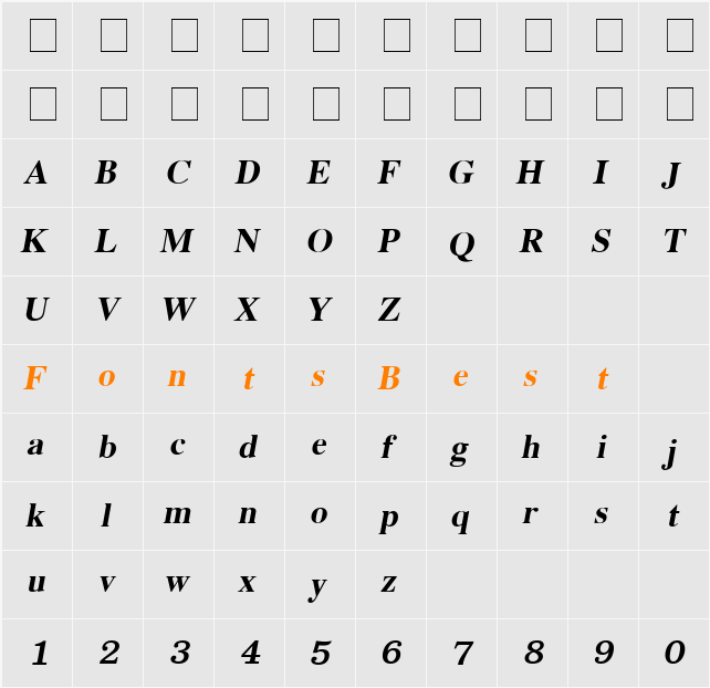 EucrosiaUPC Character Map