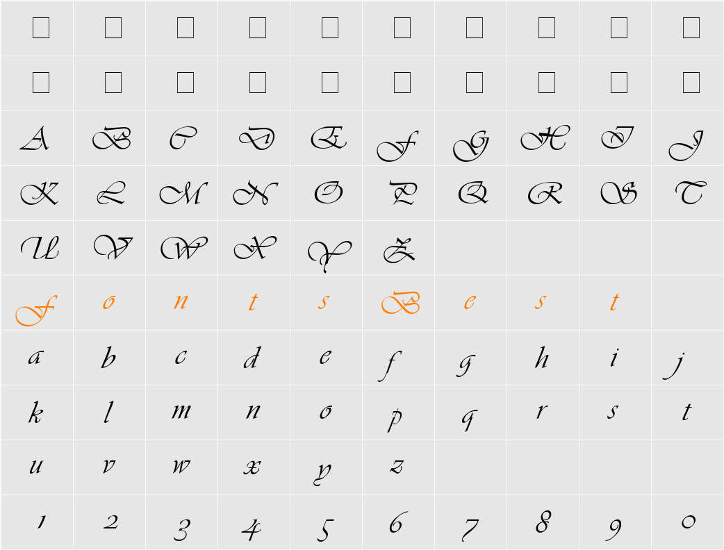 Vivante-DTC Character Map
