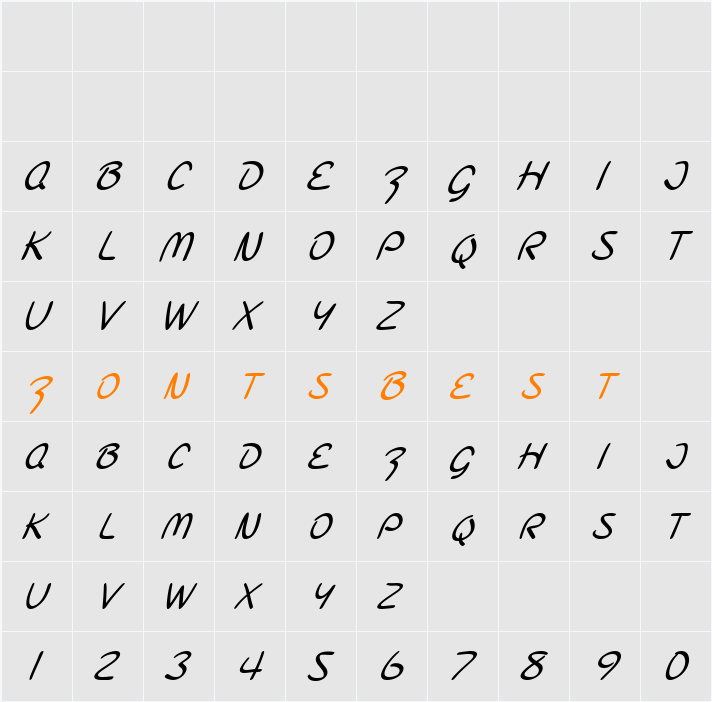 SF Burlington Script SC Character Map