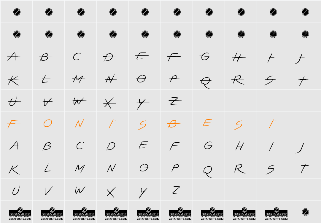 LIGHTSTRIKE Character Map