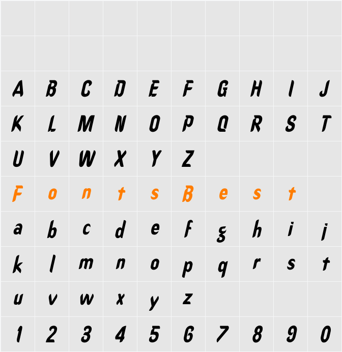 OregonDry Th Italic Character Map