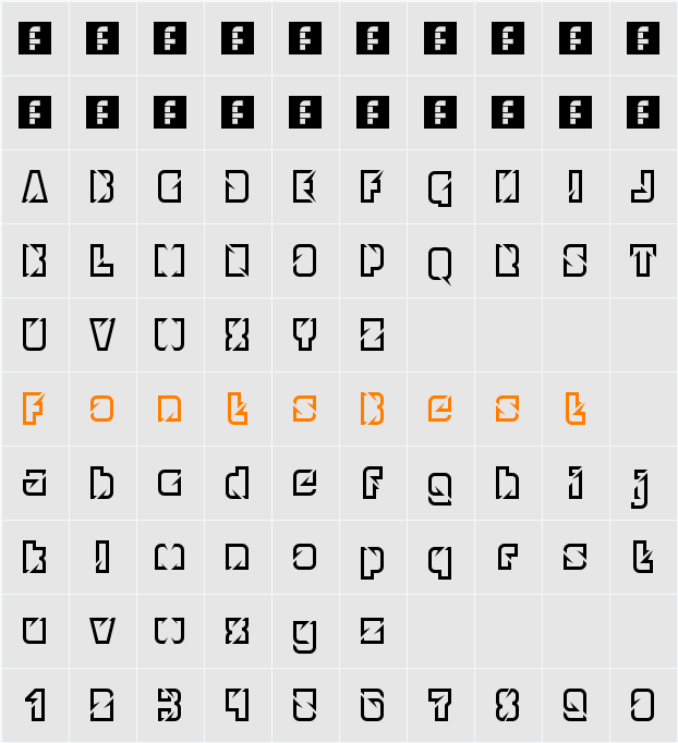 Ngking font Character Map
