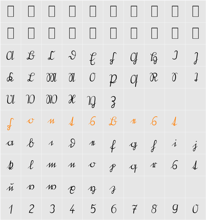 OldGerm Becker Character Map