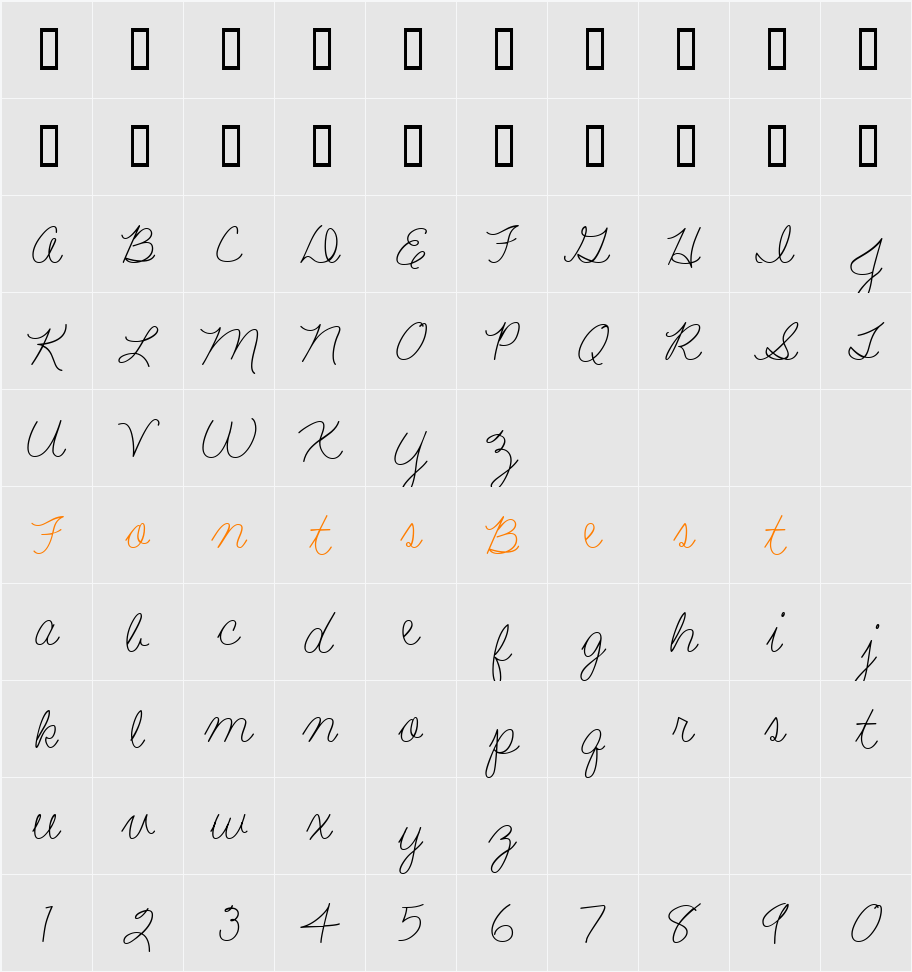 LD Fine Script 5 Character Map