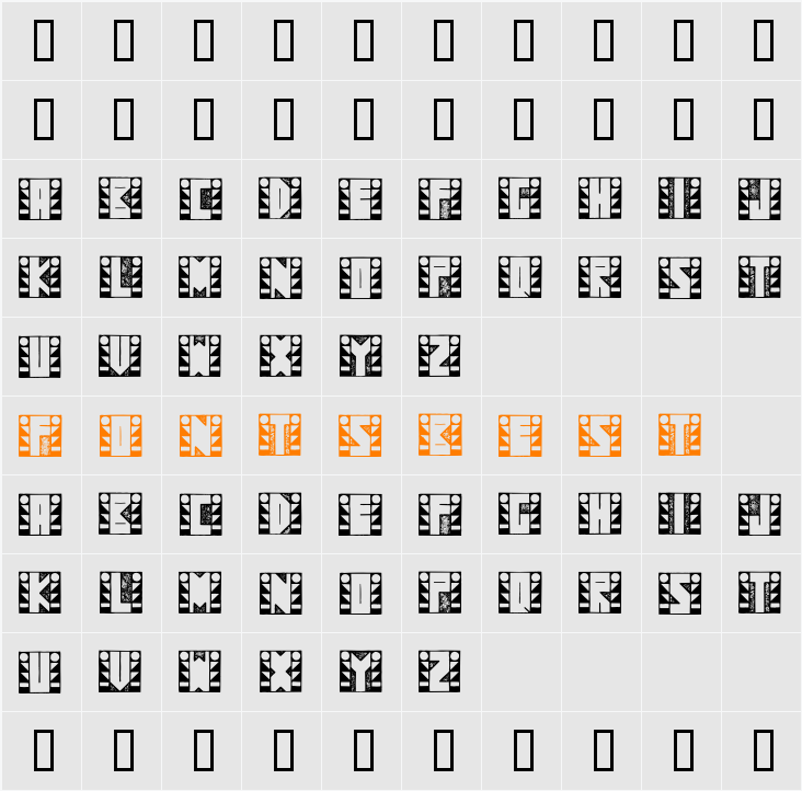 SugarFootStrut Character Map