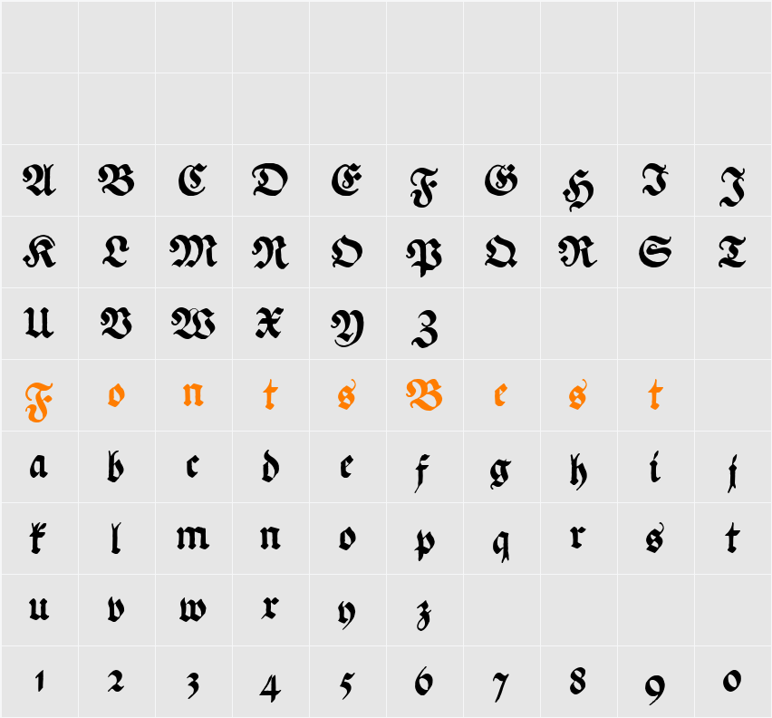 Ehmcke Federfraktur Character Map