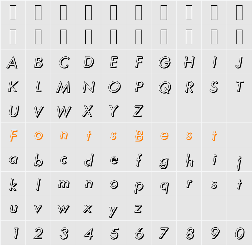 LimerickShadow Character Map