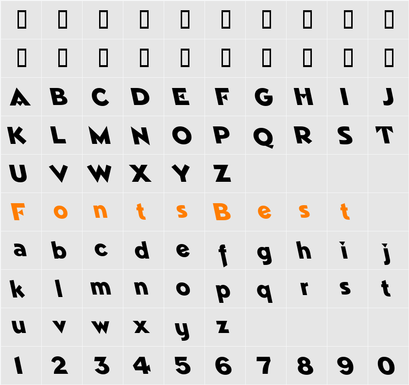 TrimbleBackslant Character Map