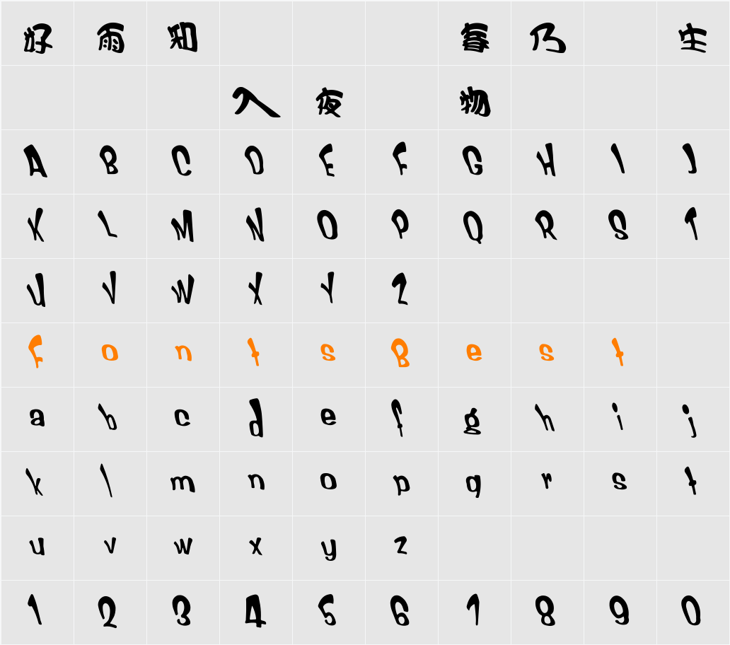 HanWangCC02 Character Map
