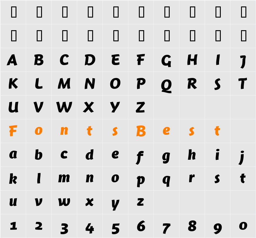 Jambono Bold Character Map