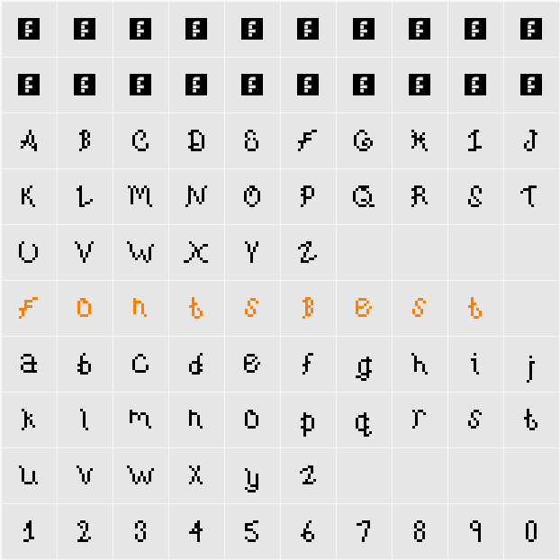 BubblesStandard Character Map