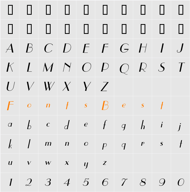 Elysee Character Map