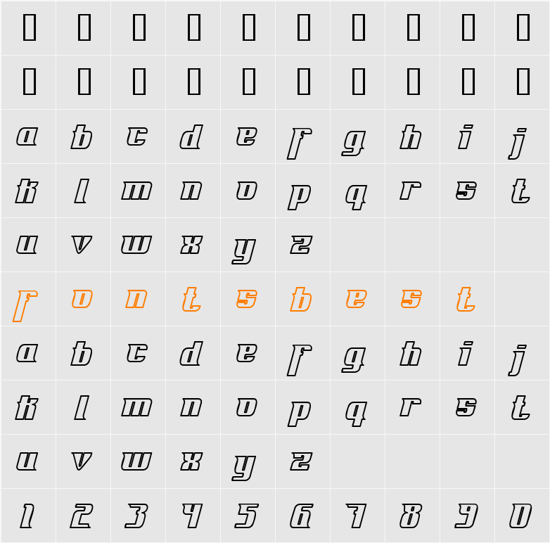 Fontovision IV Character Map