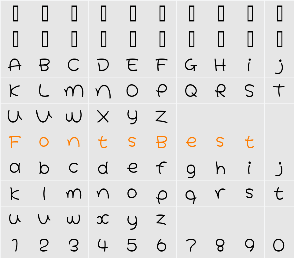 HoneyLight Character Map