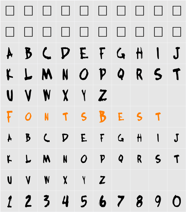 Bocci ttstd Character Map
