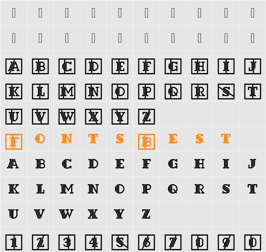 Dextor Becker Initials Character Map