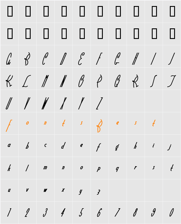 LittleRickeyNF Character Map