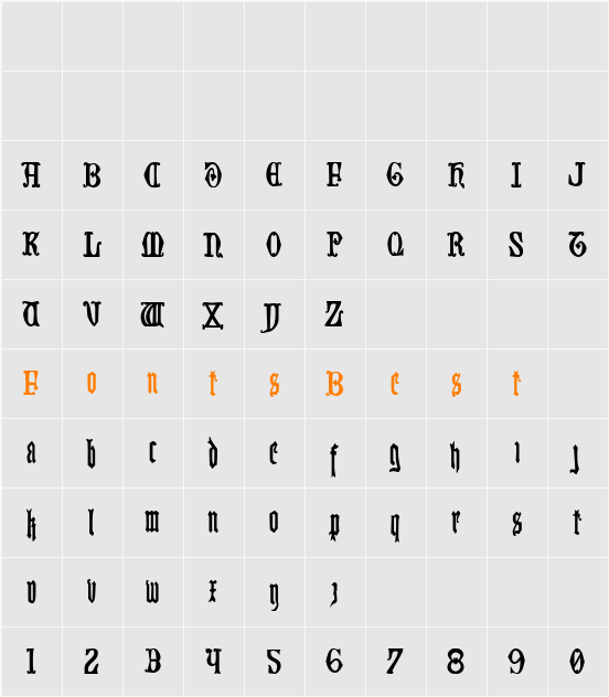 Westdelphia Condensed Character Map