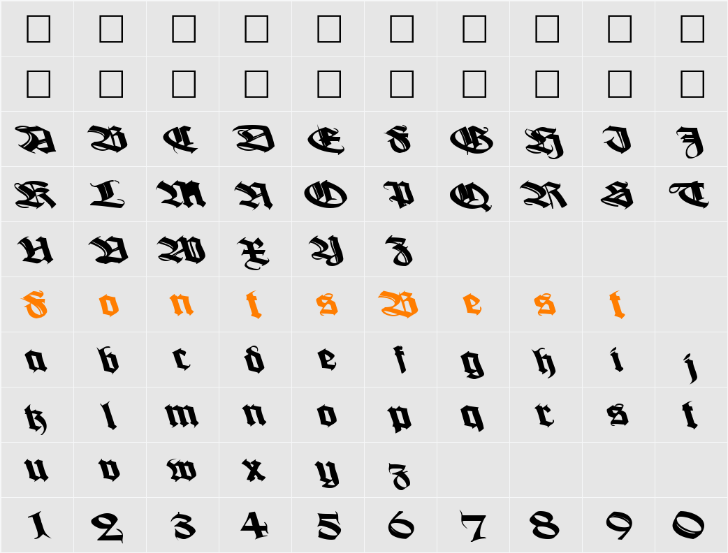 BoogieWoogieBold112 Character Map