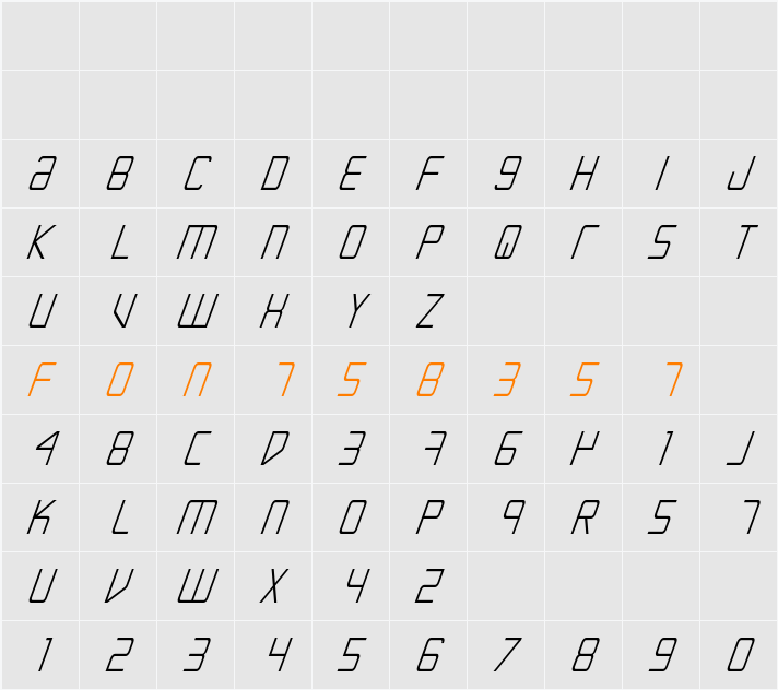 Escape Artist Condensed Italic Character Map