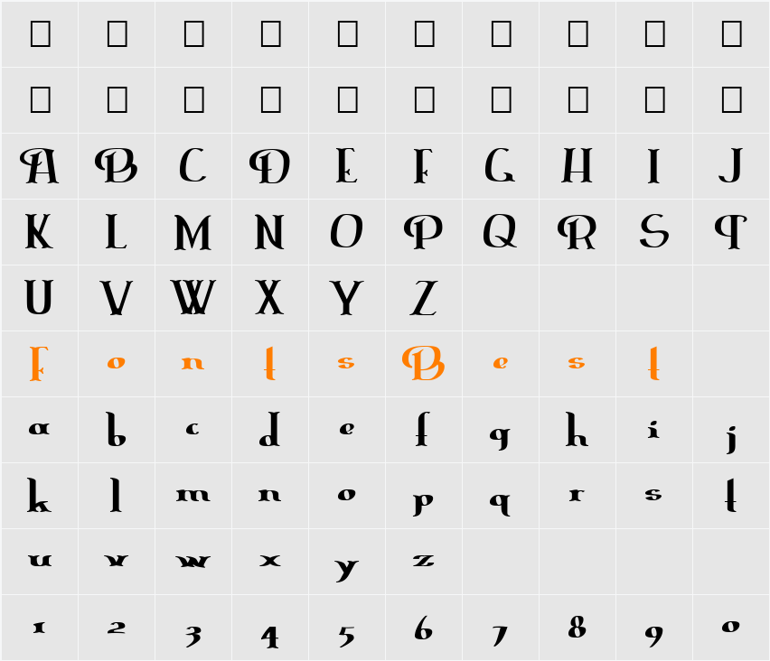 ErasmusInline Character Map