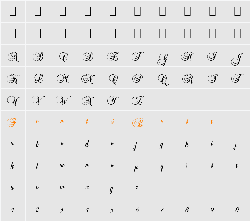 Script-B650 Character Map