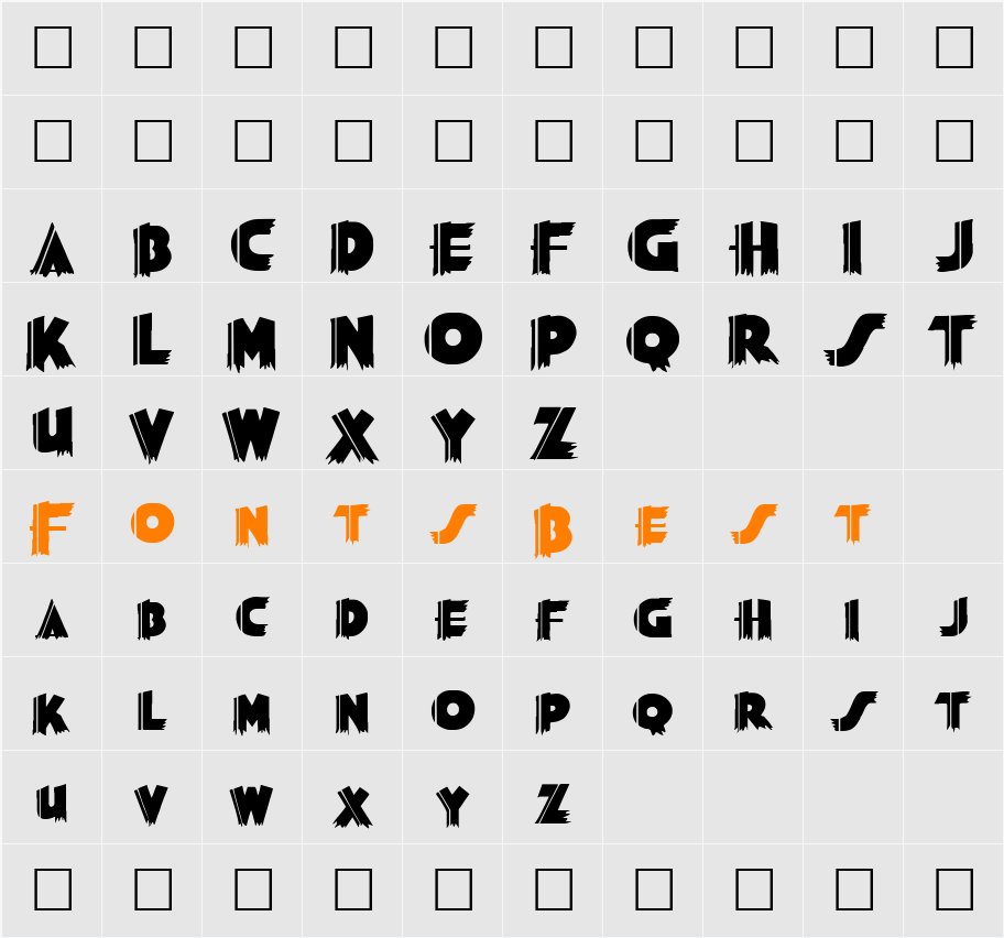 Striped Brush Character Map