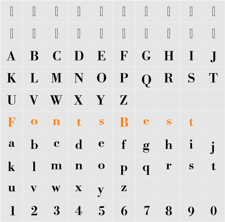 Bodoni Becker Med Character Map