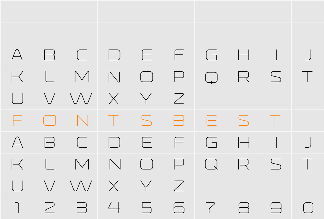 Ronduit Capitals Light Character Map