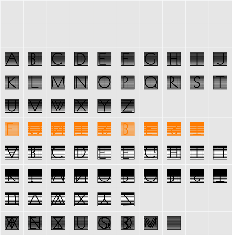 VenetianBlind Character Map
