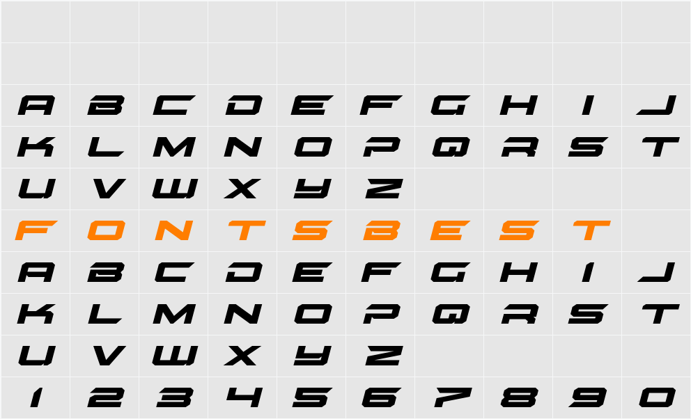 Gypsy Killer Expanded Italic Character Map