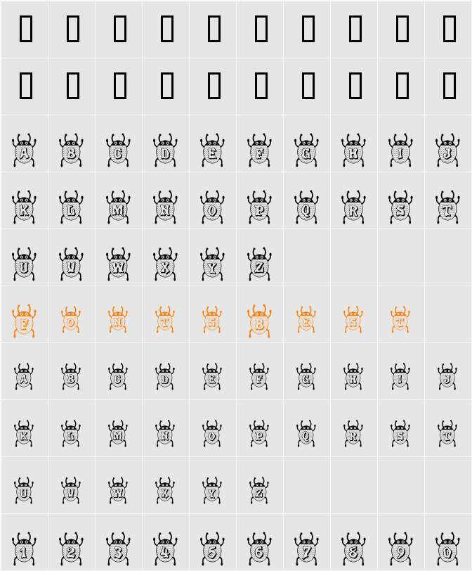RMBuggy Character Map