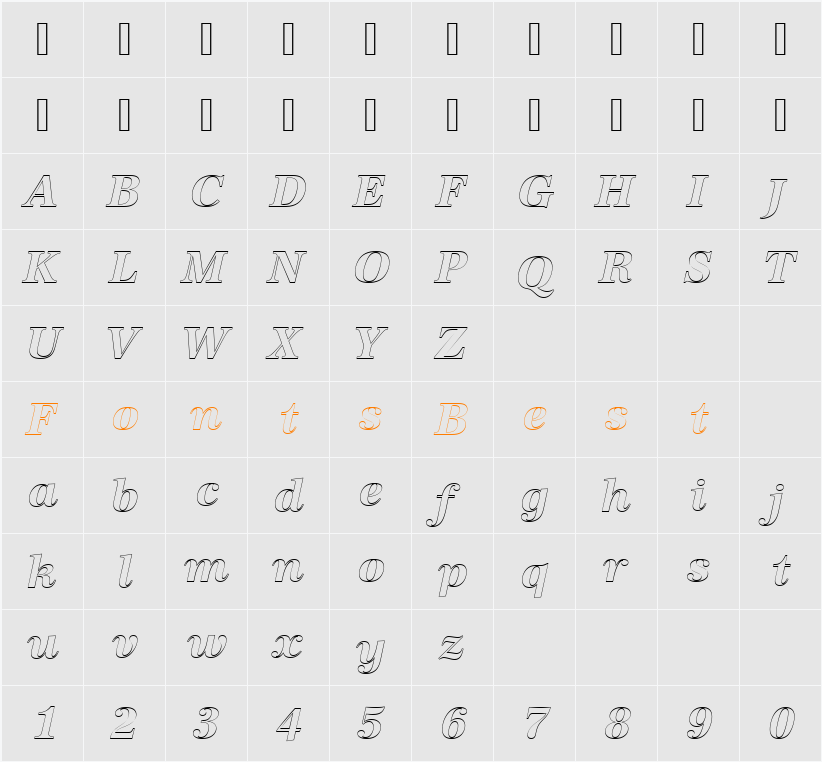 URWAntiquaTBolItaOu1 Character Map