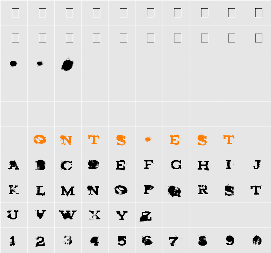 brand new burn Character Map