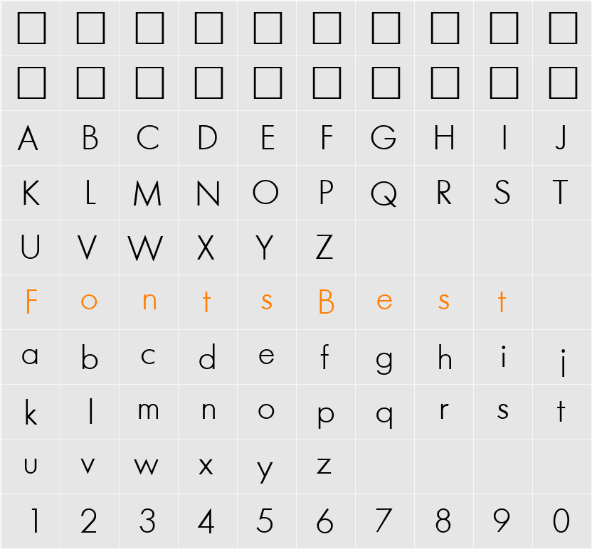 FunctionTwoLight DB Character Map