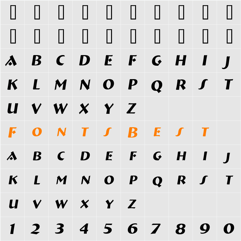 a_BremenCaps Character Map