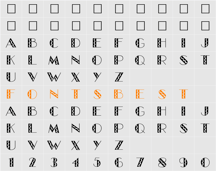 GlitzyFlash Character Map