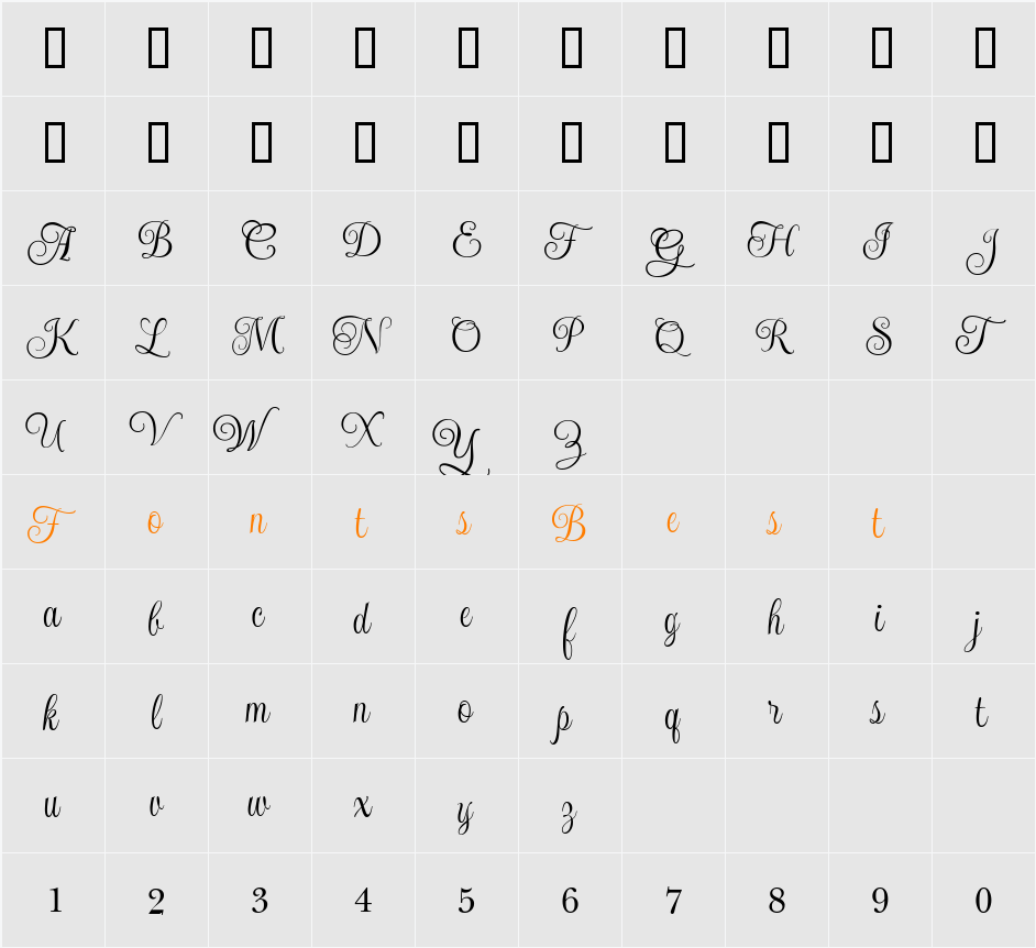 UpDock Character Map