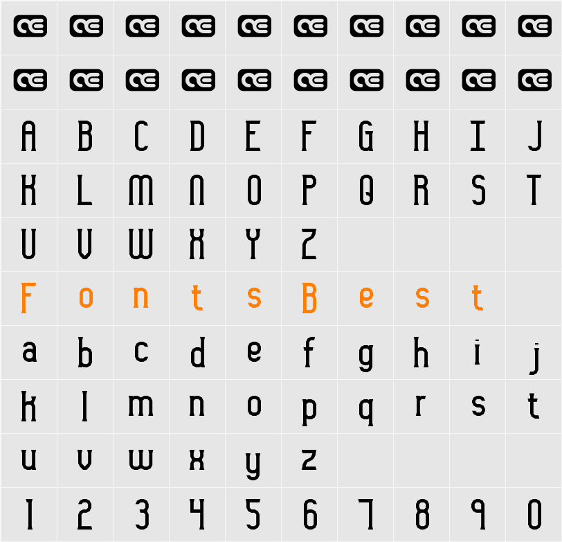 Gyneric BRK Character Map