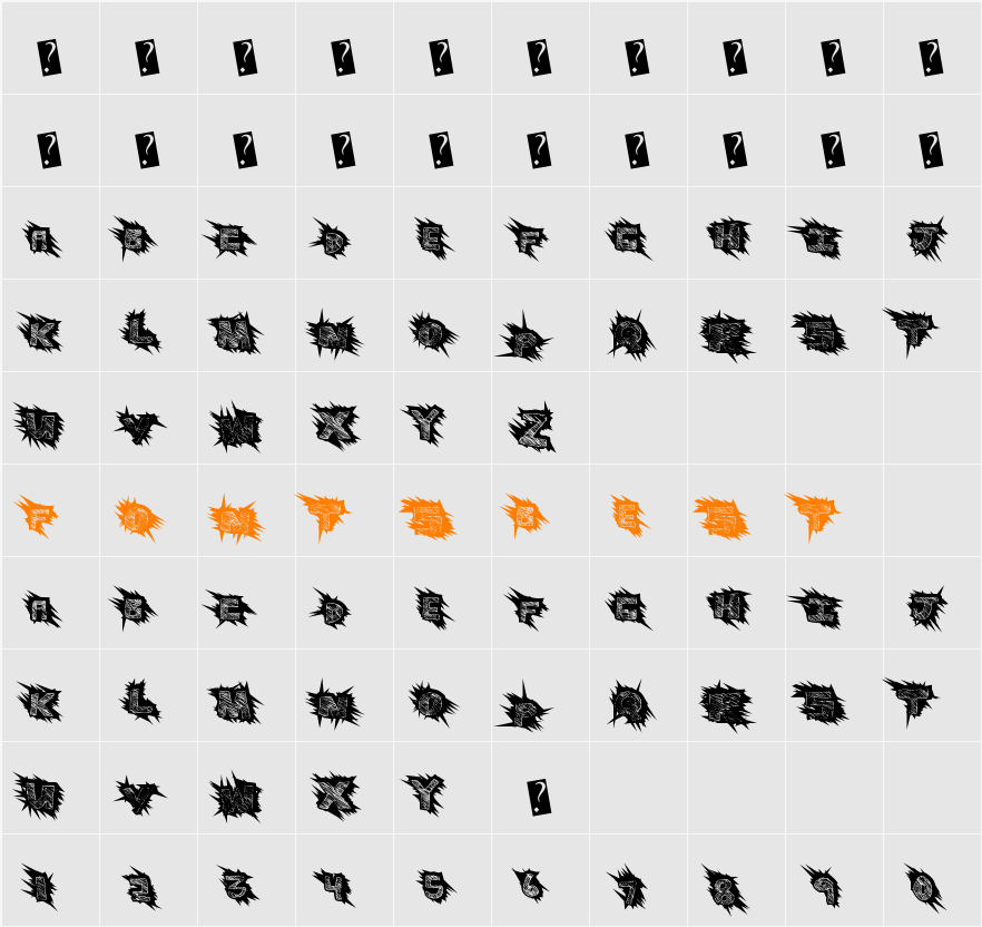 Scratchingly Character Map