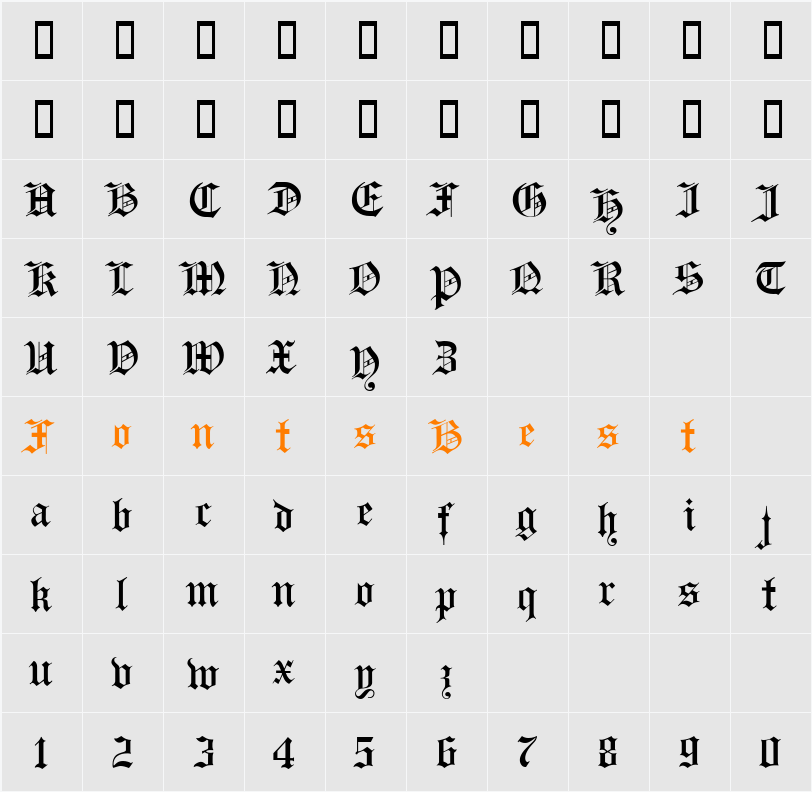 Headline Text Character Map